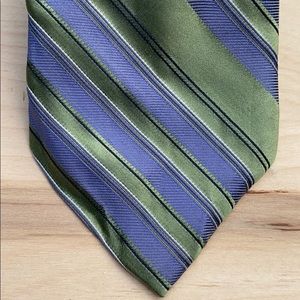 Calvin Klein Light Green and Purple Striped Tie.